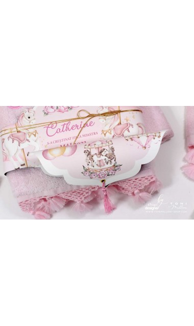 Trusou botez fetita tematic si personalizat cu ponei Pink Carousel 13